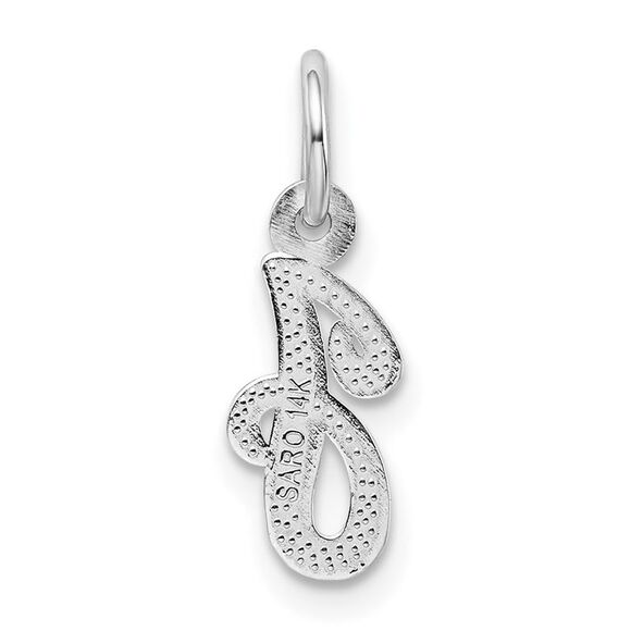 14k White Gold, Sadie Collection, Mini Satin Script Initial J Charm - Picture 3 of 5